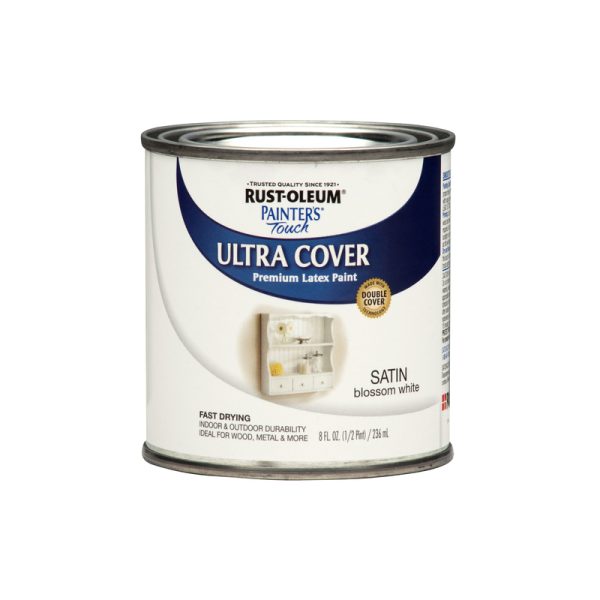Rust-Oleum Painters Touch Ultra Cover Satin Blossom White Paint Exterior & Interior 0.5 pt