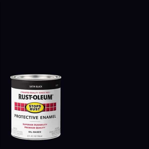 Rust-Oleum Stops Rust Outdoor Satin Black Oil-Based Enamel Protective Paint 1 qt
