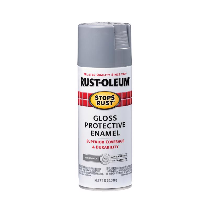 Rust-Oleum Stops Rust Gloss Smoke Gray Spray Paint 12 oz - PaintPlace ...