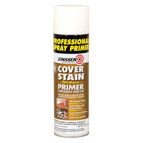 Zinsser Cover-Stain White Flat Oil-Based Alkyd Spray Primer and Sealer 16 oz