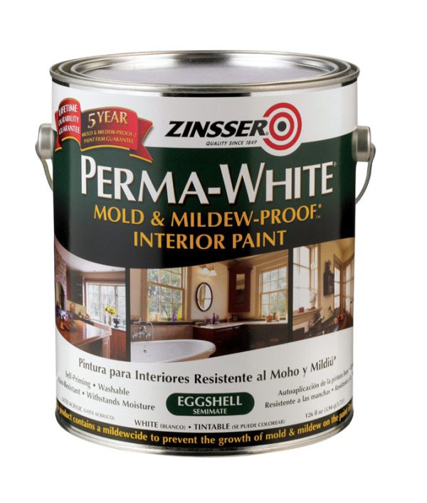 Zinsser PermaWhite Eggshell White WaterBased Mold and MildewProof Paint Interior 1 gal