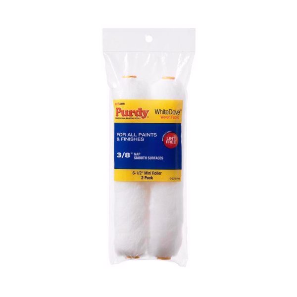 Purdy White Dove Woven Dralon Fabric 6.5 in. W X 3/8 in. Mini Paint Roller Cover 2 pk