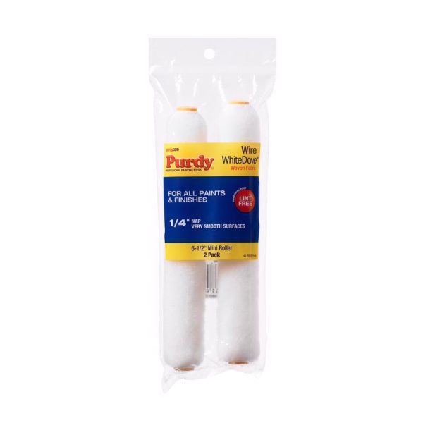 Purdy White Dove Woven Dralon Fabric 6.5 in. W X 1/4 in. Mini Paint Roller Cover 2 pk