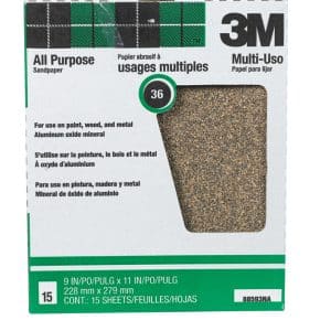 3M 11 in. L X 9 in. W 36 Grit Aluminum Oxide Sandpaper 15 pk
