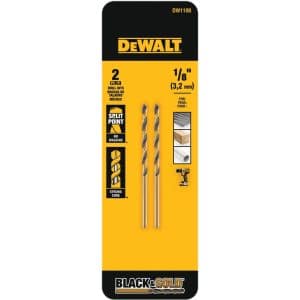 DeWalt Black & Gold 1/8 in. X 2.75 in. L High Speed Steel Split Point Drill Bit 2 pc