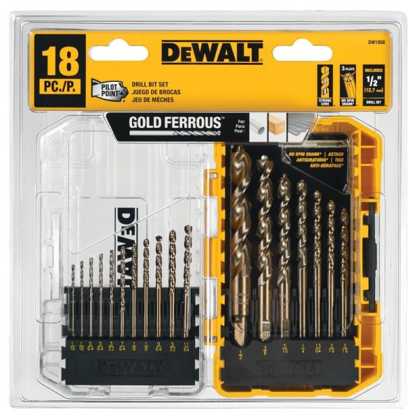 DeWalt Pilot Point High Speed Steel Drill Bit Set 18 pc