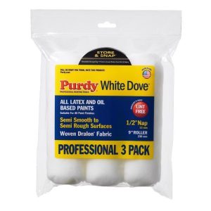 Purdy White Dove Woven Dralon Fabric 9 in. W X 1/2 in. Paint Roller Cover 3 pk