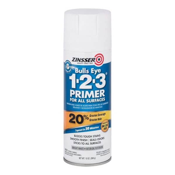 Zinsser Bulls Eye 123 Bright White Smooth Water-Based Acrylic Spray Primer and Sealer 13 oz