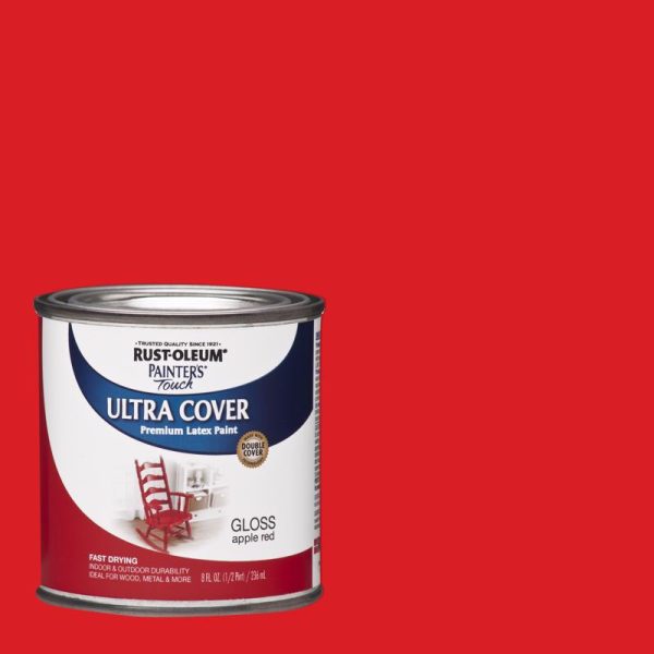 Rust-Oleum Painters Touch Apple Red Water-Based Ultra Cover Paint Exterior & Interior 8 oz