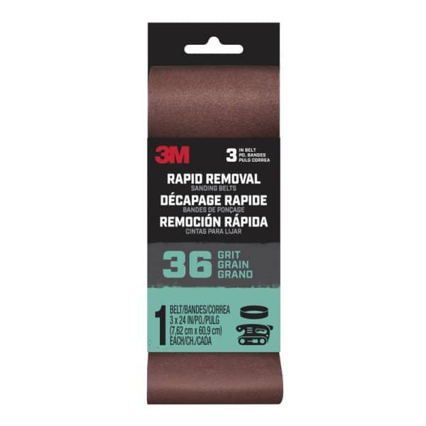 3M Rapid Removal 24 in. L X 3 in. W Aluminum Oxide Sanding Belt 36 Grit Coarse 1 pc
