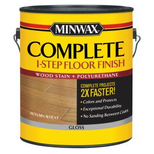 Minwax Complete 1-Step Floor Finish Gloss Autumn Wheat Water-Based Wood Floor Stain 1 gal