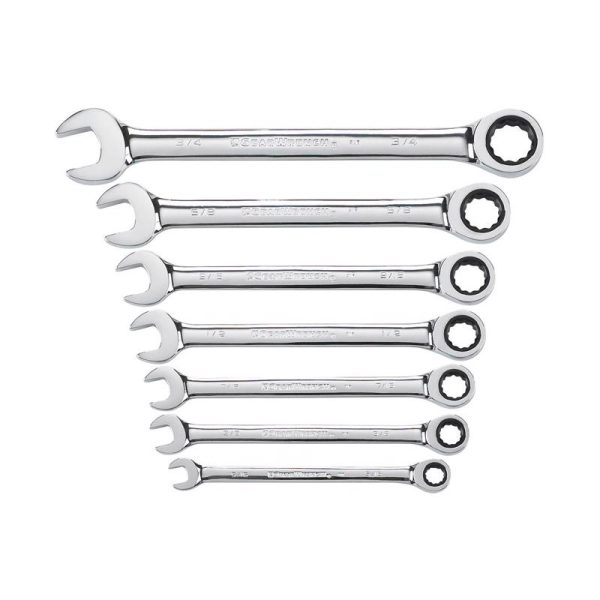 GearWrench 12 Point SAE Ratcheting Combination Wrench Set 7 pc