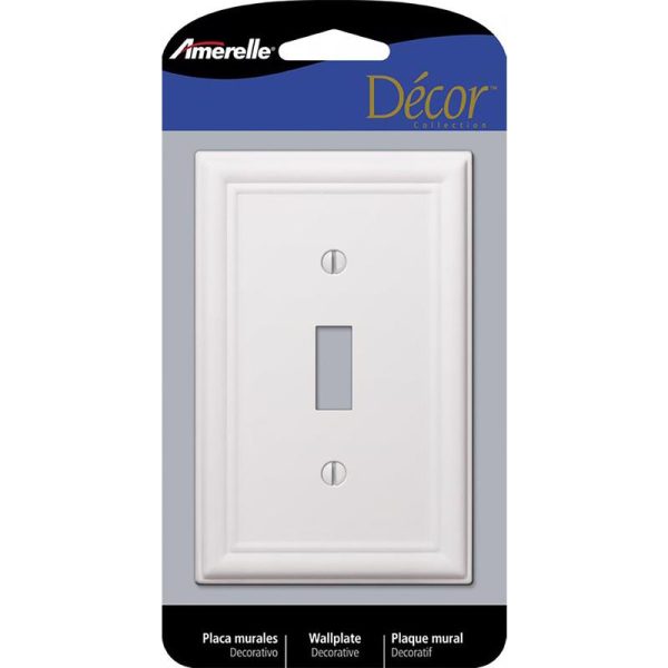 Amerelle Chelsea White 1 gang Stamped Steel Toggle Wall Plate 1 pk