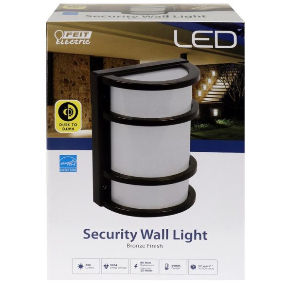 Feit Electric Dusk to Dawn Hardwired LED Bronze Security Wall Light
