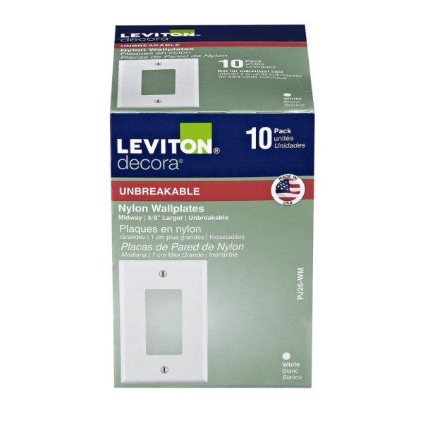 Leviton Decora White 1 gang Thermoplastic Nylon Rocker Wall Plate 10 pk