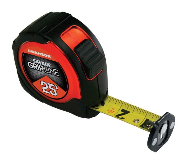 Swanson Savage Grip Line 25 ft. L X 1-1/16 in. W Gipline Tape Measure 1 pk