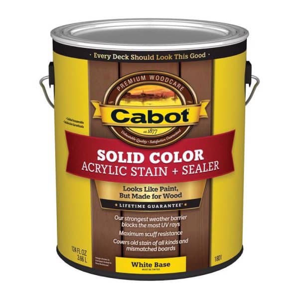 Cabot Solid Color Acrylic Stain & Sealer Solid Tintable White Base Acrylic Deck Stain 1 gal