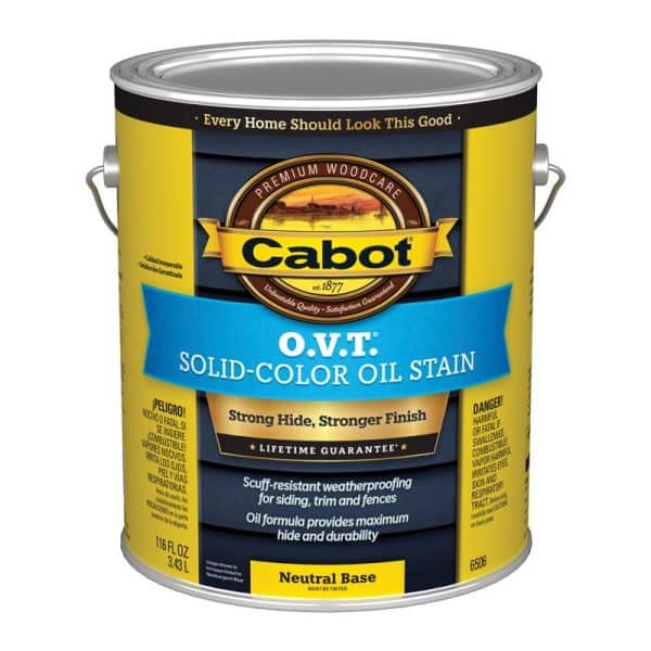 Cabot O.V.T. Solid Color Oil Stain Solid Tintable Neutral Base Alkyd Linseed Oil Stain 1 gal