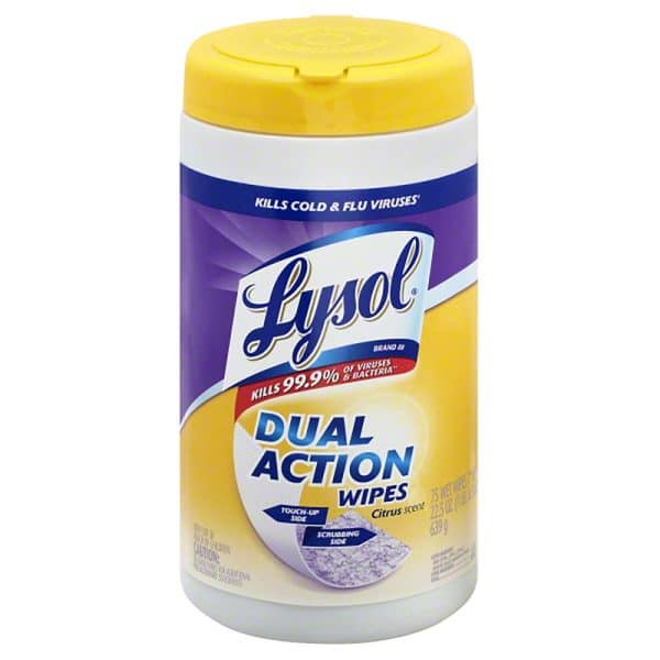 Lysol Dual Action Fiber Weave Antibacterial Wipes 75 pk