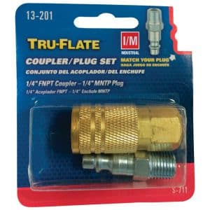 Tru-Flate Brass/Steel Air Coupler and Plug Set 1/4 in. Female 1 pc