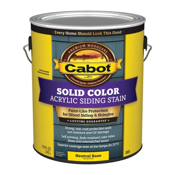 Cabot Solid Color Acrylic Siding Stain Solid Tintable Neutral Base Acrylic Siding Stain 1 gal