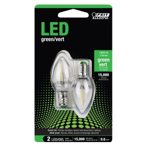 Feit Electric C7 E12 (Candelabra) LED Bulb Green 0.1 Watt Equivalence 2 pk