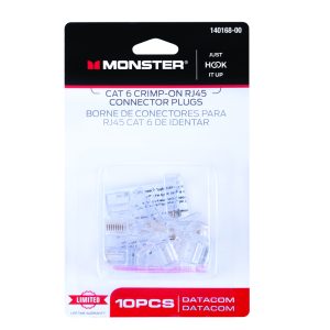 Monster Just Hook It Up Cat 6 RJ45 Connector Plugs 10 pk