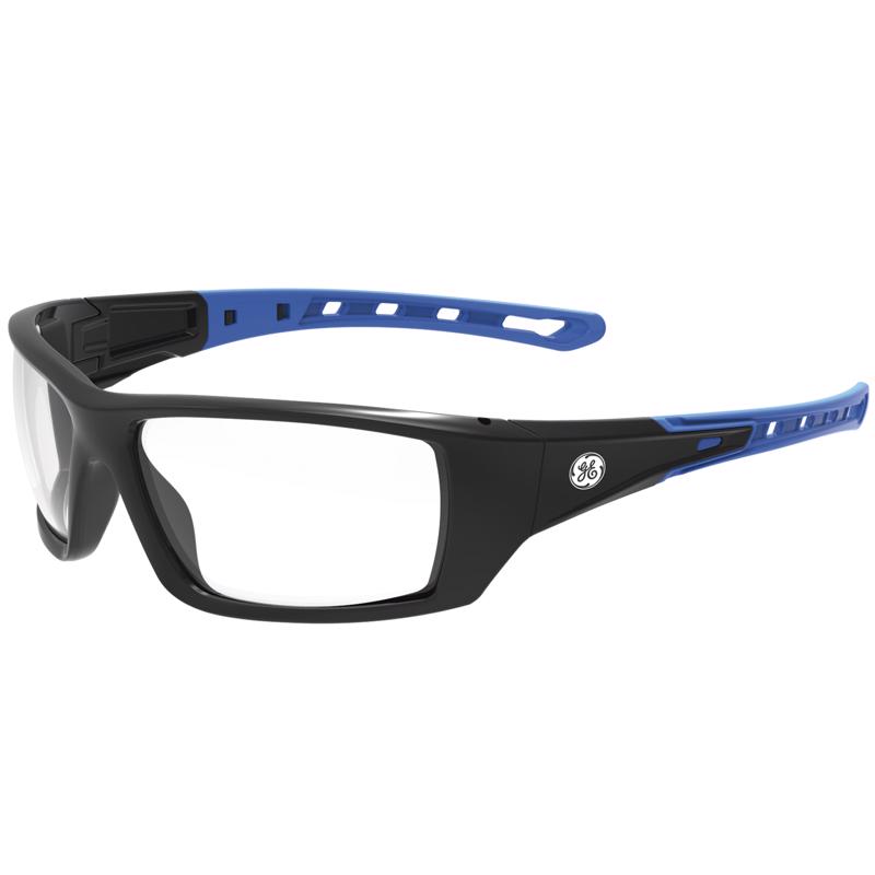 General Electric 04 Series Impact-Resistant Safety Glasses Clear Lens Black/Blue Frame 1 pk