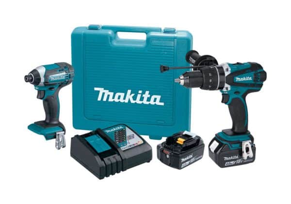 Makita LXT 18 V Cordless Brushed 2 Tool Hammer Drill and Impact Driver Kit