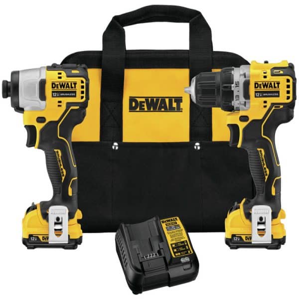DEWALT 12 V Cordless Brushless 2 Tool Compact Drill and Impact Driver Kit