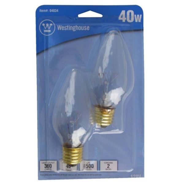 Westinghouse 40 W F15 Decorative Incandescent Bulb E26 (Medium) Clear 2 pk