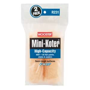 Wooster Mini-Koter Fabric 4 in. W X 1/2 in. Mini Paint Roller Cover 2 pk