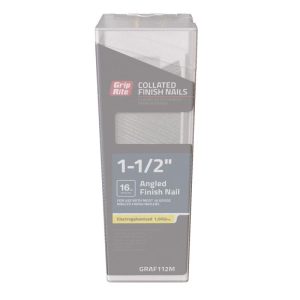 Grip-Rite 1-1/2 in. 16 Ga. Angled Strip Electro Galvanized Finish Nails 20 deg 1000 pk