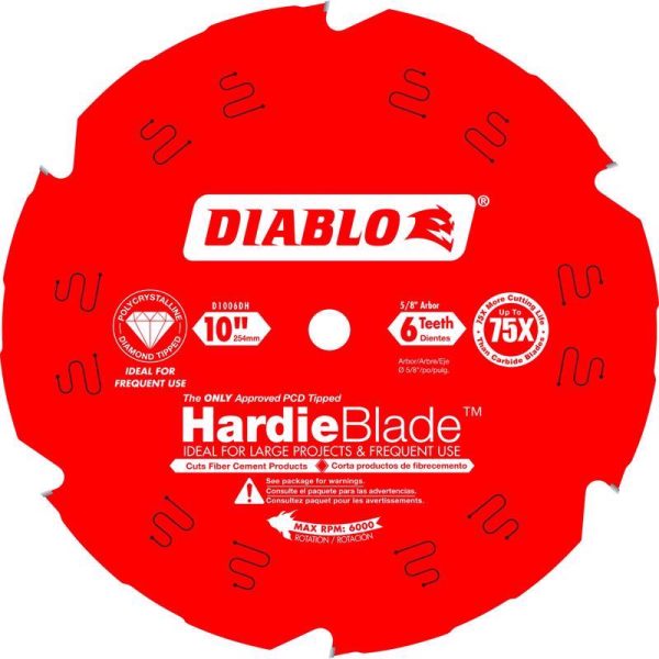 Diablo HardieBlade 10 in. D X 5/8 in. Polycrystalline Diamond Tipped Fiber Cement Blade 6 teeth 1 pc