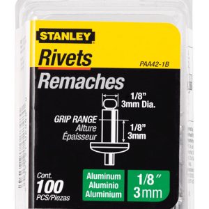 Stanley 1/8 in. D X 1/8 in. Aluminum Blind Rivets Silver 100 pk