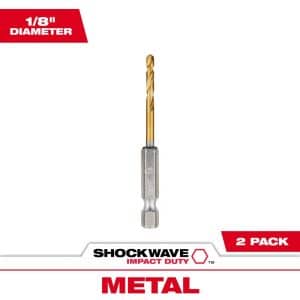 Milwaukee Shockwave 1/8 in. X 2.62 in. L Titanium Red Helix Drill Bit 2 pc
