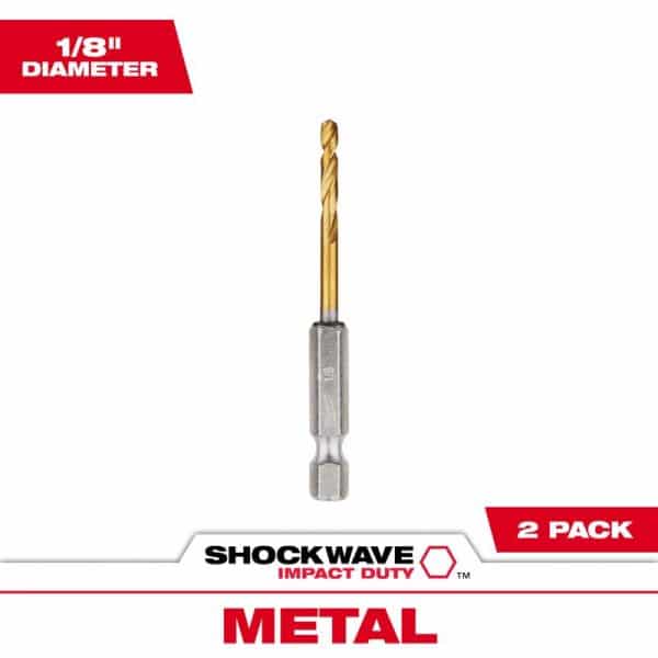 Milwaukee Shockwave 1/8 in. X 2.62 in. L Titanium Red Helix Drill Bit 2 pc