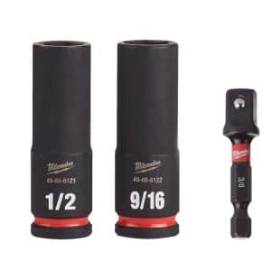Milwaukee Shockwave 1/2 in. X 3/8 in. drive SAE 6 Point Deep Impact Socket Set 3 pc