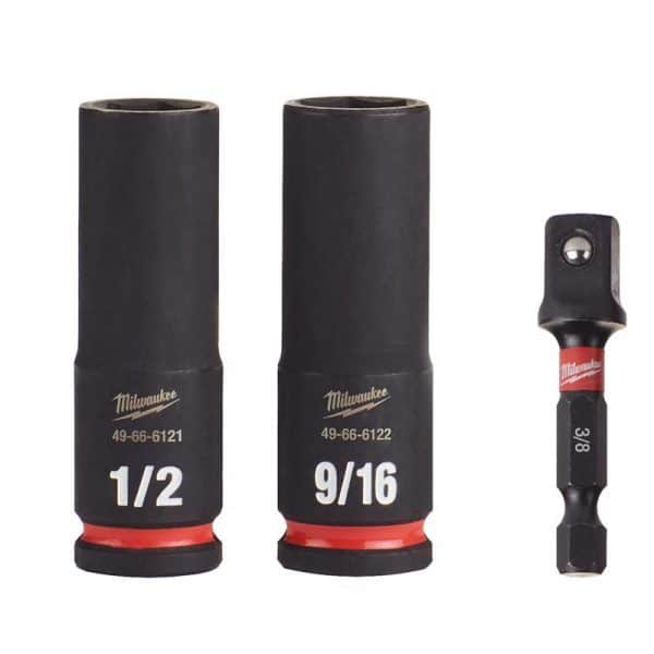 Milwaukee Shockwave 1/2 in. X 3/8 in. drive SAE 6 Point Deep Impact Socket Set 3 pc