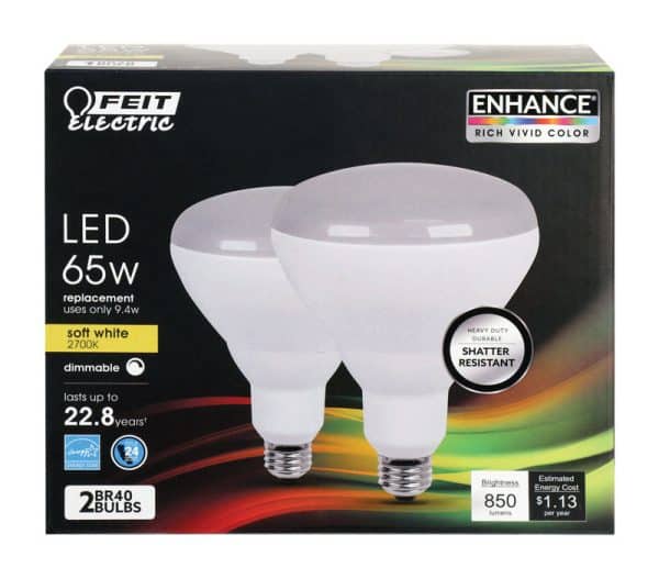 Feit Electric Enhance BR40 E26 (Medium) LED Bulb Soft White 65 Watt Equivalence 2 pk