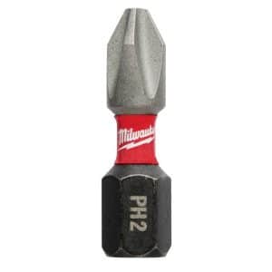 Milwaukee Shockwave Phillips #2 X 1 in. L Screwdriver Bit Steel 2 pk