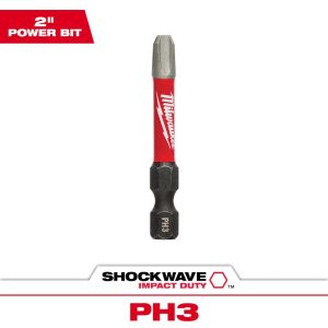 Milwaukee Shockwave Phillips #3 X 2 in. L Screwdriver Bit Steel 1 pc