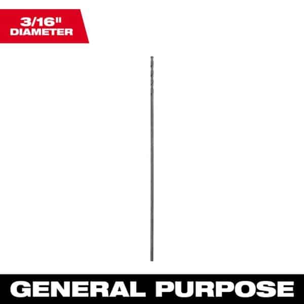 Milwaukee 3/16 in. X 12 in. L Aircraft Length Drill Bit 1 pc