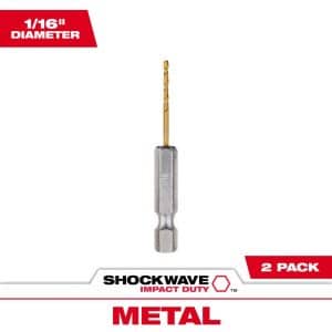 Milwaukee Shockwave 1/16 in. X 2-1/4 in. L Titanium Red Helix Drill Bit 2 pc