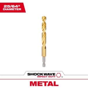 Milwaukee Shockwave 25/64 in. X 4-11/16 in. L Titanium Red Helix Drill Bit 1 pc