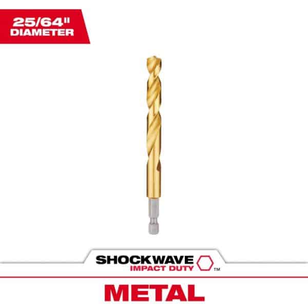 Milwaukee Shockwave 25/64 in. X 4-11/16 in. L Titanium Red Helix Drill Bit 1 pc