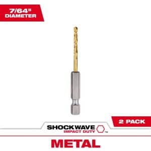 Milwaukee Shockwave 7/64 in. X 2.52 in. L Titanium Red Helix Drill Bit 2 pc