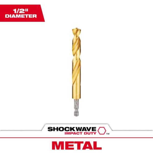 Milwaukee Shockwave 1/2 in. X 5-1/8 in. L Titanium Red Helix Drill Bit 1 pc