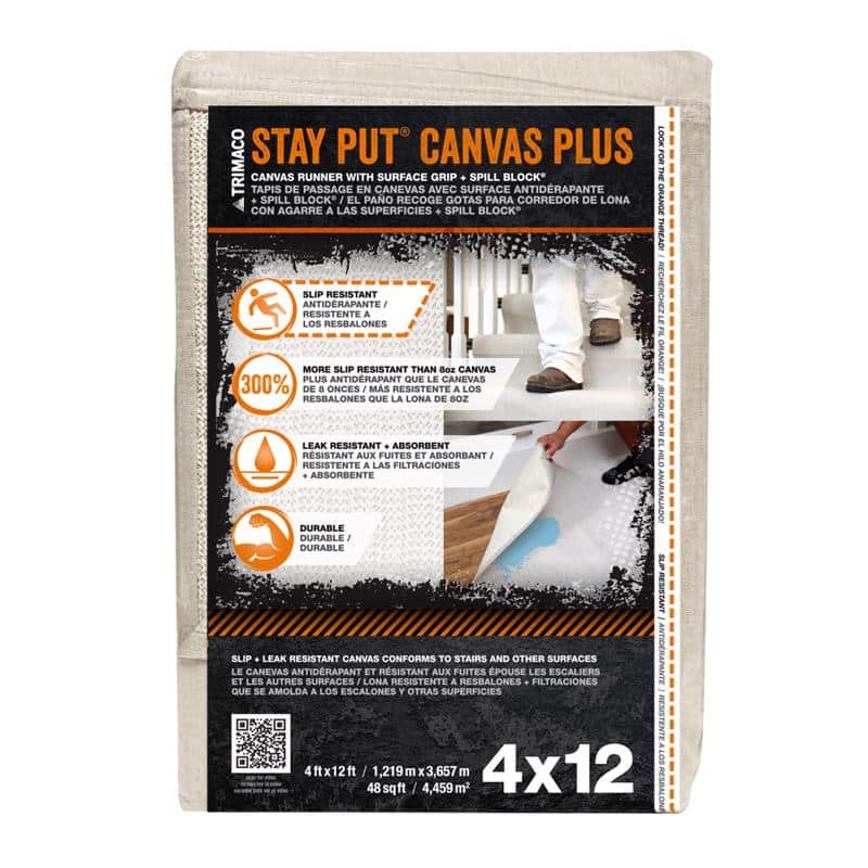 Trimaco Stay Put 4 ft. W X 12 ft. L Canvas Drop Cloth 1 pk - PaintPlace ...