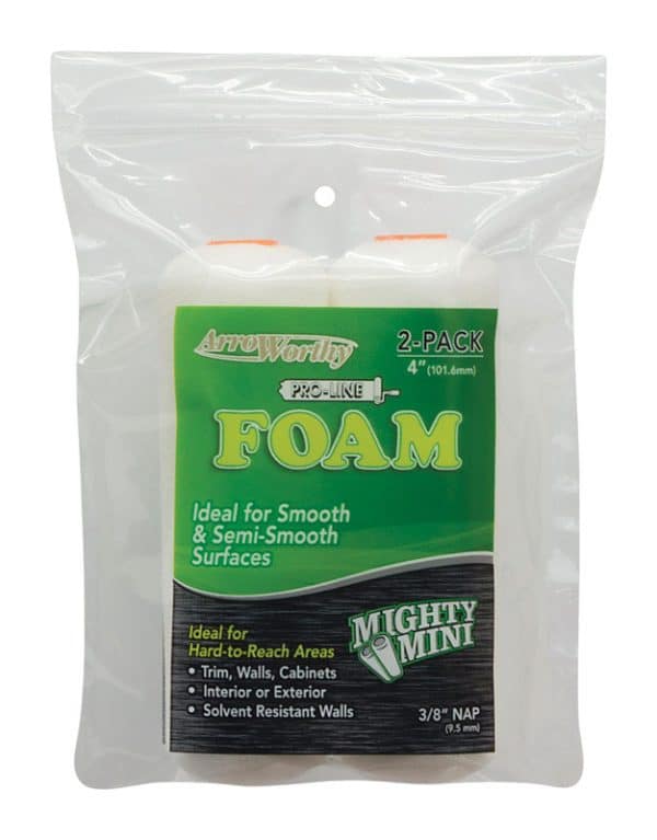 Arroworthy ProLine Foam 4 in. W X 3/8 in. Mini Paint Roller Cover 2 pk